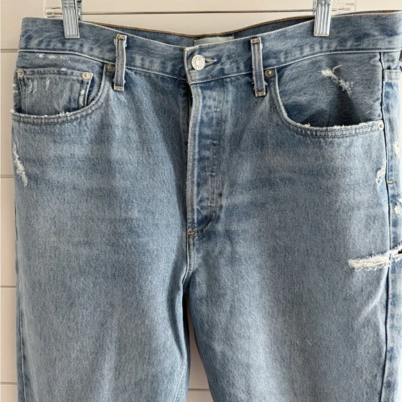 AGOLDE 90’s Mid Rise Button Fly Distressed Jeans, Size 31 - Picture 4 of 14